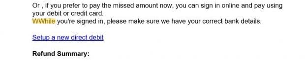 Phishing email example
