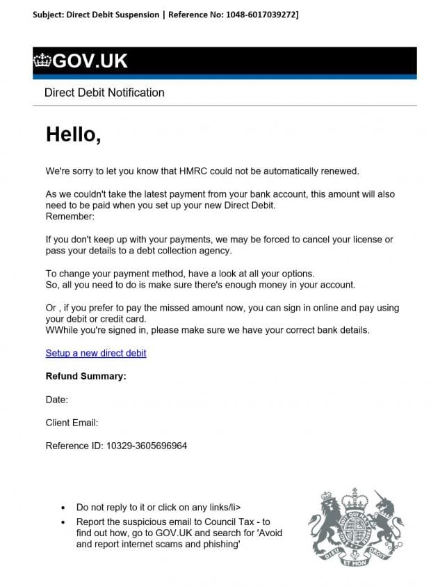 Phishing email