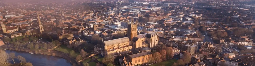 An ariel-view image of Worcester city