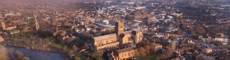 An ariel-view image of Worcester city